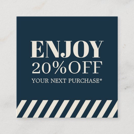 Minimalistische Blue Beige Stripes Holiday Coupon (Voorkant)