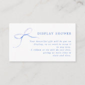 Minimalistische Blue Bow Vrijgezellenfeest Display Informatiekaartje (Voorkant)