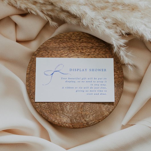 Minimalistische Blue Bow Vrijgezellenfeest Display Informatiekaartje