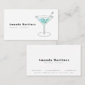 Minimalistische Blue Cocktail Bartender Mixologist Visitekaartje (Voorkant / Achterkant)