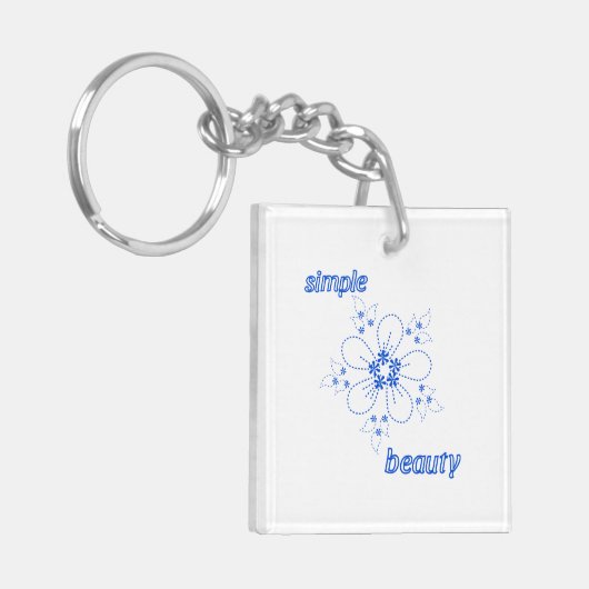 Minimalistische Blue Dashed Line Art Acryl Sleutel Sleutelhanger (Voorkant Links)