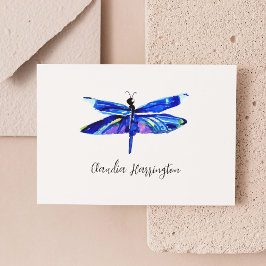 Minimalistische Blue Dragonfly Elegante Natuur Geï Notitiekaartje