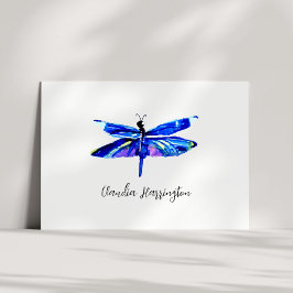 Minimalistische Blue Dragonfly Elegante Natuur Geï Notitiekaartje
