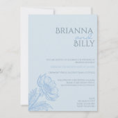 Minimalistische Blue Floral bruiloft uitnodiging (Voorkant)
