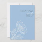 Minimalistische Blue Floral bruiloft uitnodiging (Achterkant)