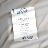 Minimalistische Blue Floral bruiloft uitnodiging