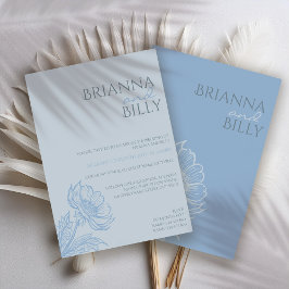 Minimalistische Blue Floral bruiloft uitnodiging