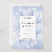Minimalistische Blue Floral Waterverf bruiloft uit Kaart (Voorkant)