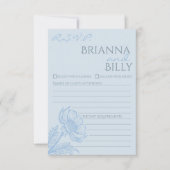 Minimalistische Blue Floral Wedding RSVP-Kaart Bedankkaart (Voorkant)