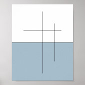 Minimalistische Blue Horizon Line Art Poster (Voorkant)