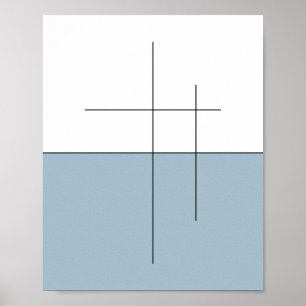 Minimalistische Blue Horizon Line Art Poster