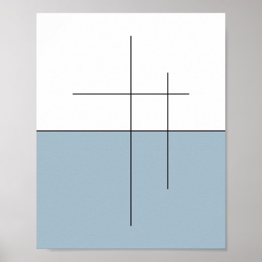 Minimalistische Blue Horizon Line Art Poster (Voorkant)