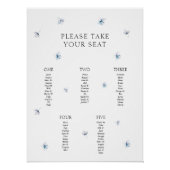 Minimalistische Blue Hydrangea Table Plan Poster (Voorkant)