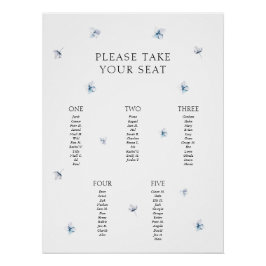 Minimalistische Blue Hydrangea Table Plan Poster