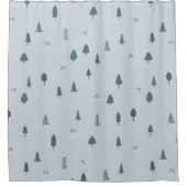 Minimalistische Blue Mountain Theme Boys Badkamer Douchegordijn (Voorkant)