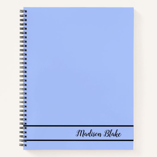 Minimalistische Blue Pastel Plain naam Notitieboek (Voorkant)