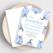Minimalistische Blue Pumpkin Herfst Baby shower Kaart