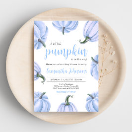 Minimalistische Blue Pumpkin Herfst Baby shower Kaart