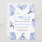 Minimalistische Blue Pumpkin Herfst Baby shower Kaart (Voorkant)