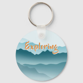 Minimalistische Blue Rolling Mountains monogram Sleutelhanger