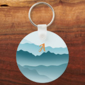 Minimalistische Blue Rolling Mountains monogram Sleutelhanger (Achterkant)
