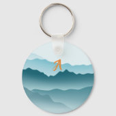 Minimalistische Blue Rolling Mountains monogram Sleutelhanger (Achterkant)
