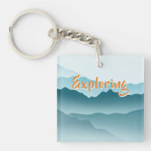 Minimalistische Blue Rolling Mountains monogram Sleutelhanger (voorkant)
