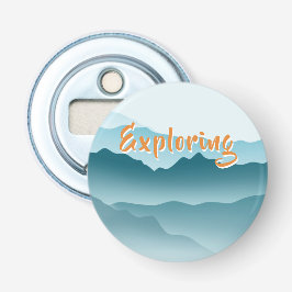 Minimalistische Blue Rolling Mountains Natuur lief Button Flesopener