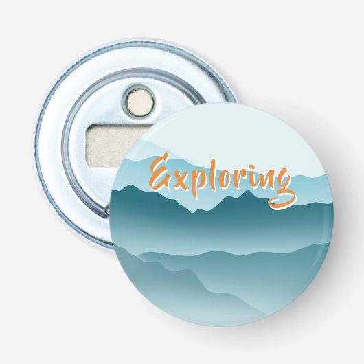 Minimalistische Blue Rolling Mountains Natuur lief Button Flesopener (Voorkant)