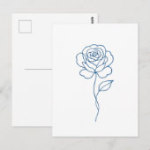 Minimalistische Blue Roos Line Art Poster Briefkaart (Voorkant / Achterkant)