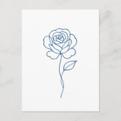 Minimalistische Blue Roos Line Art Poster Briefkaart (Voorkant)