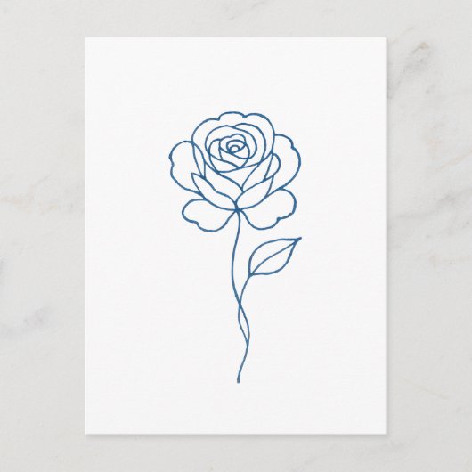 Minimalistische Blue Roos Line Art Poster Briefkaart (Voorkant)