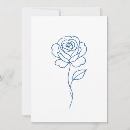 Minimalistische Blue Roos Line Art Poster Kaart