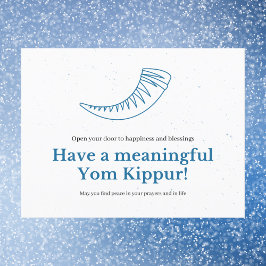 Minimalistische Blue Shofar betekenisvol Jom Kipoe Briefkaart