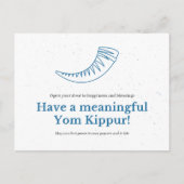 Minimalistische Blue Shofar betekenisvol Jom Kipoe Briefkaart (Voorkant)