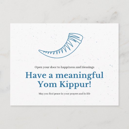 Minimalistische Blue Shofar betekenisvol Jom Kipoe Briefkaart (Voorkant)