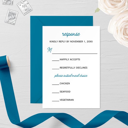 Minimalistische Blue Snow Wedding RSVP-Kaart RSVP Kaartje