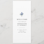 Minimalistische Blue Thistle bruiloft Programmakaart (Voorkant)