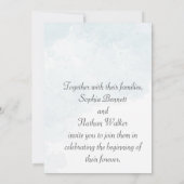 Minimalistische Blue Waterverf huwelijksuitnodigin Kaart (Achterkant)