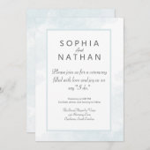 Minimalistische Blue Waterverf huwelijksuitnodigin Kaart (Voorkant / Achterkant)