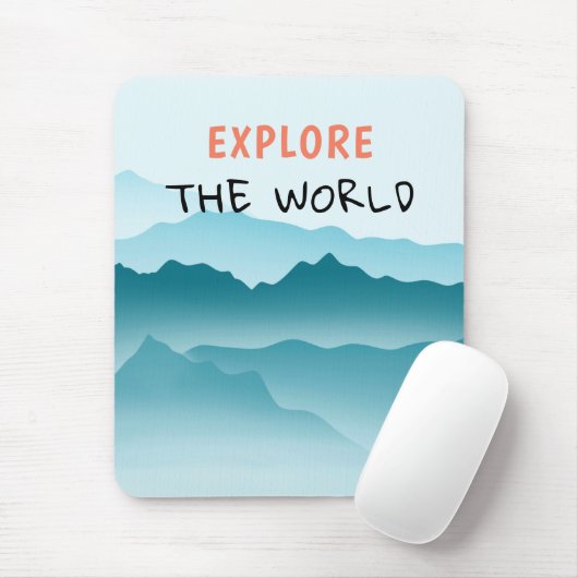 Minimalistische Blue Wavy Mountains Ontdek Quote Muismat (Met muis)