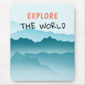 Minimalistische Blue Wavy Mountains Ontdek Quote Muismat (Voorkant)