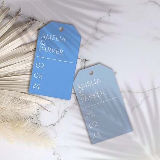 Minimalistische Blue Wedding Gift Labels Cadeaulabel