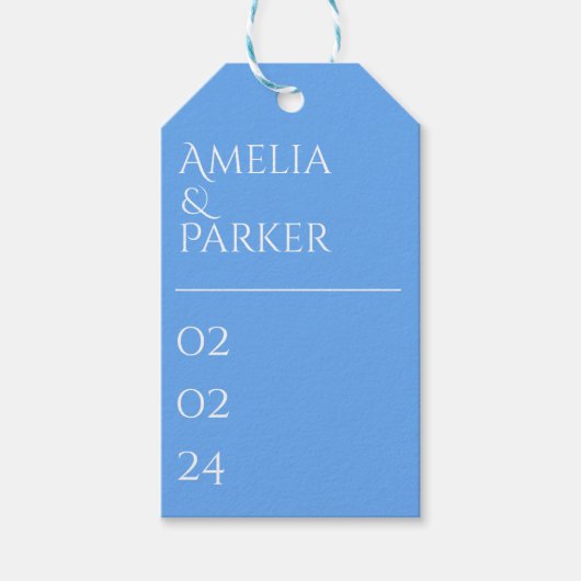 Minimalistische Blue Wedding Gift Labels Cadeaulabel (Voorkant)