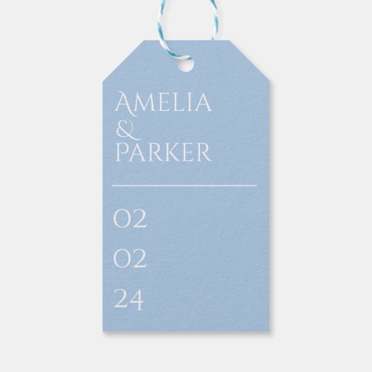 Minimalistische Blue Wedding Gift Labels Cadeaulabel (Achterkant)