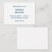 Minimalistische Blue & White Temple Sealing uitnod Informatiekaartje (Voorkant / Achterkant)