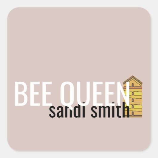 Minimalistische Blush BEE QUEEN bijenkorf honing i Vierkante Sticker (Voorkant)