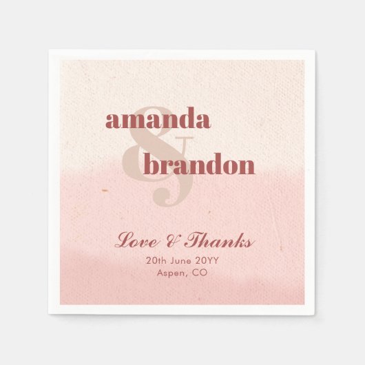 Minimalistische Blush & Bloom Bold Script Liefde & Servet (Voorkant)