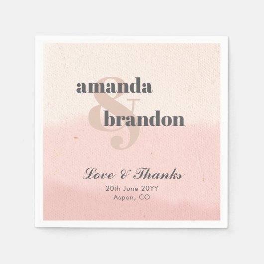 Minimalistische Blush & Bloom Bold Script Liefde & Servet (Voorkant)