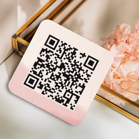 Minimalistische Blush & Bloom Bold Script QR-code Informatiekaartje